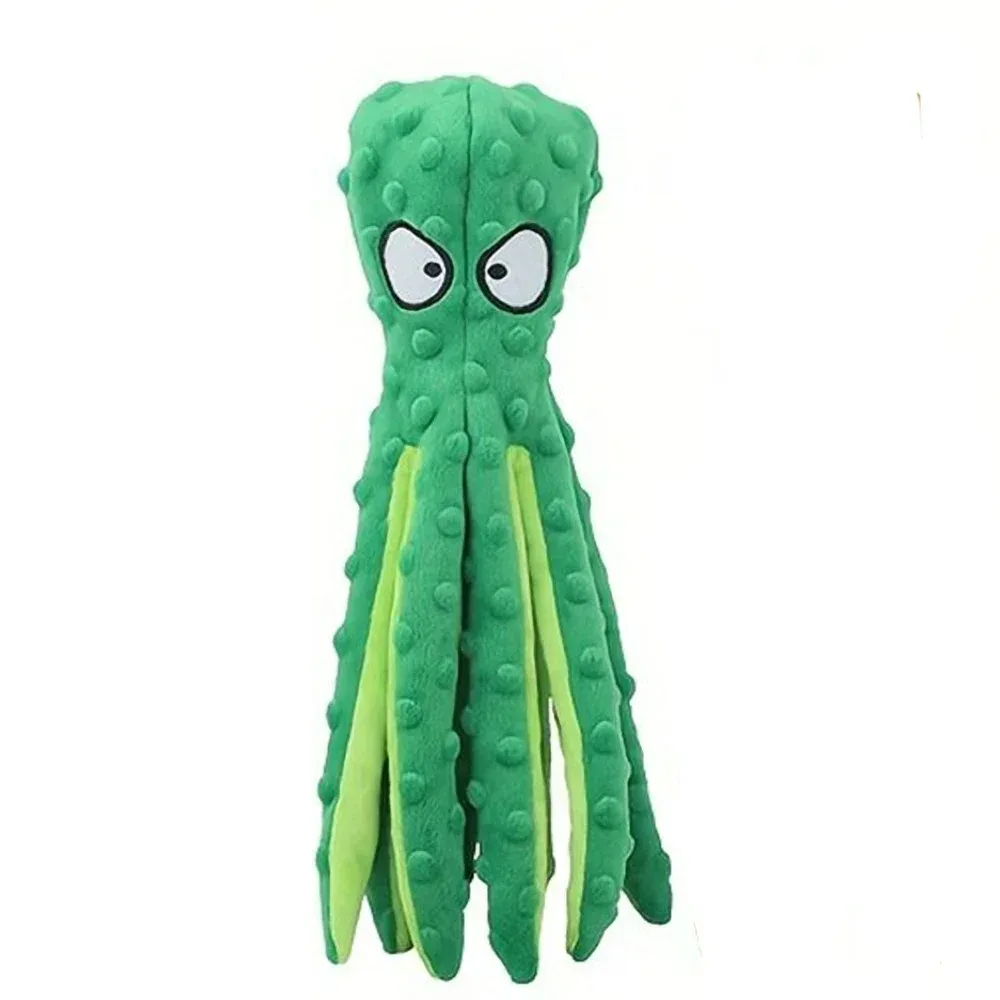Dog Squeaky Octopus Toy No Stuffing Plush Chew Toy Durable Crinkle Interactive Puppy Teething Toy For Small Dogs Pets_voghion.com