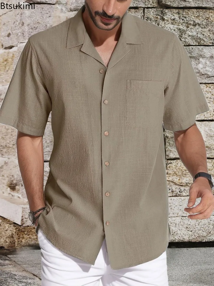 Chemise Décontractée à Manches Courtes pour Homme, Cardigan Confortable, Simple, Respirant, à la Mode, Blouse de Plage, Été, 2024