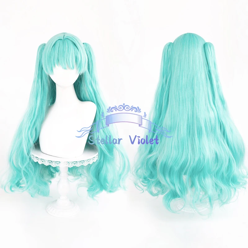 ボーカロイドミクウィッグミクコスプレウィッグコスプレ衣装-80-センチメートルロングヘアグリーンダブルポニーテール合成かつらハロウィンパーティー