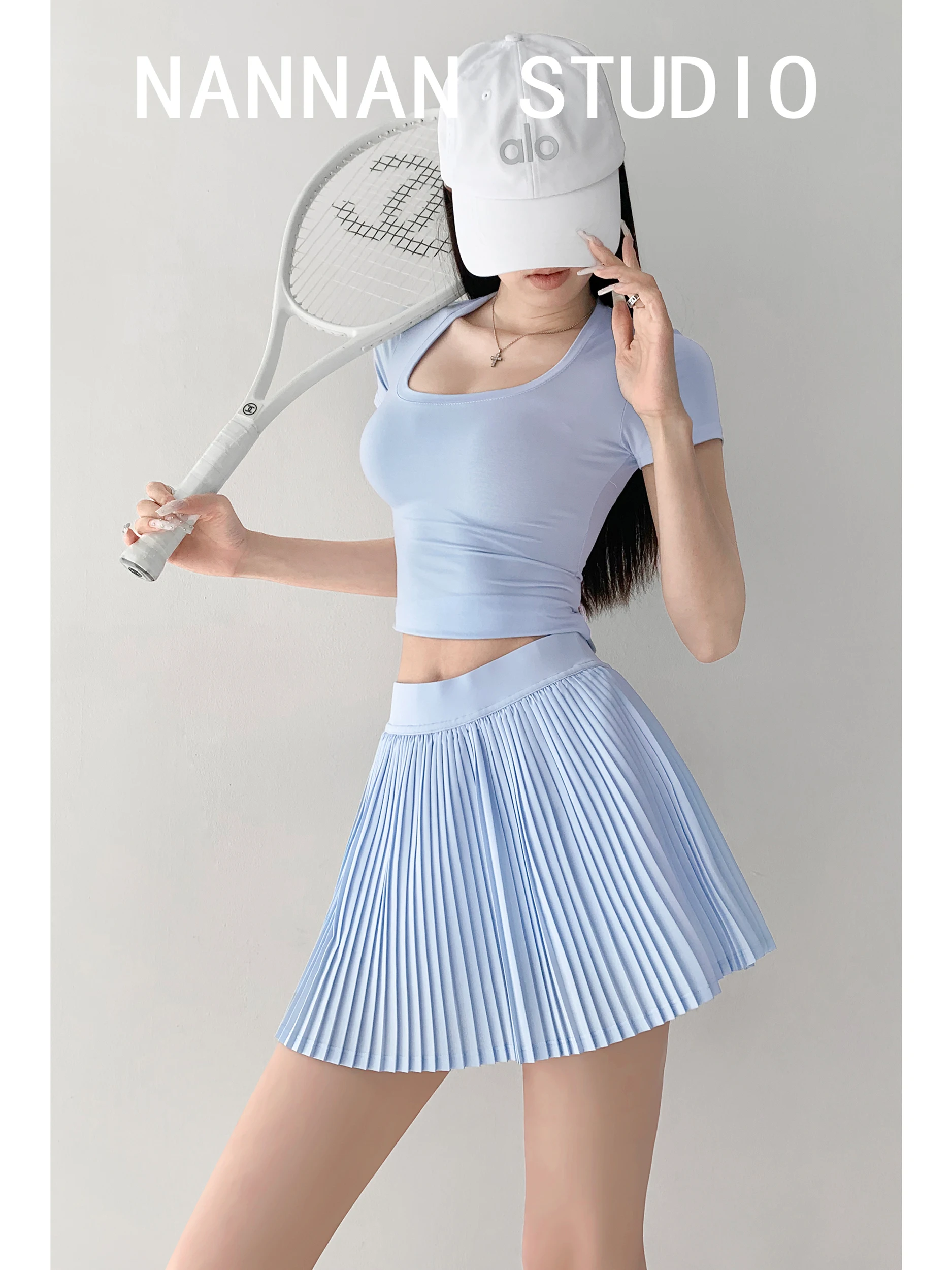 Lightweight Outdoor Fitness Running Skirt with Inner  Anti-Light Leaking Accordion Pleats Short High Waist Gown