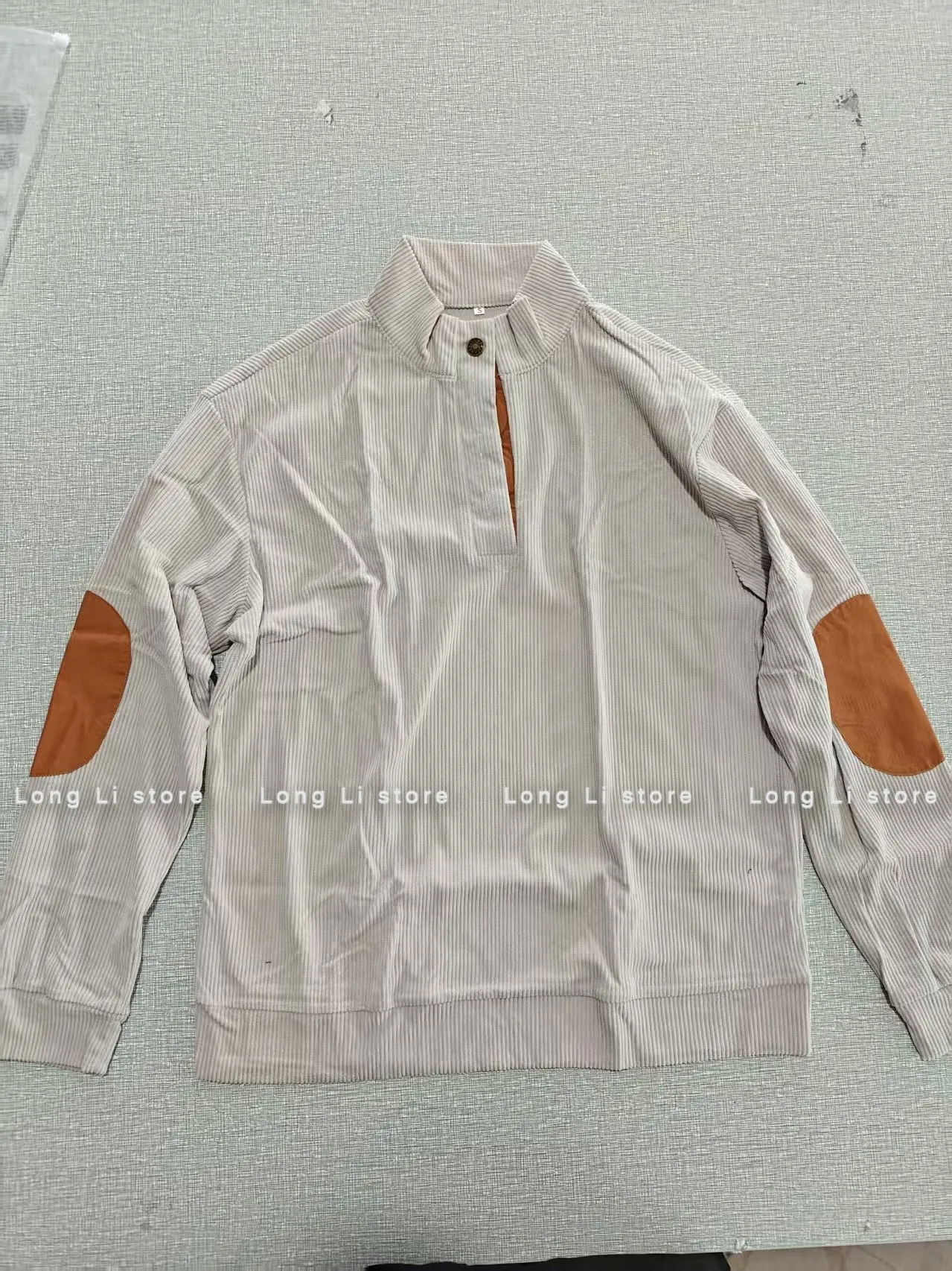 Men's Corduroy Solid Color Splicing Long Sleeve Shirt Pullover Retro Casual Large Size Men's Jacket Men's
