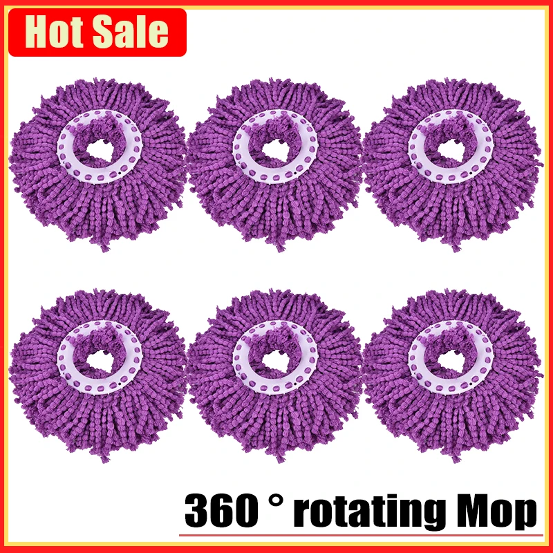 360° Mop Head Rotating Cotton Pads 16mm Replacement Cloth Spin for Wash Floor Round  Rag Cleaning Tools Household Microfiber