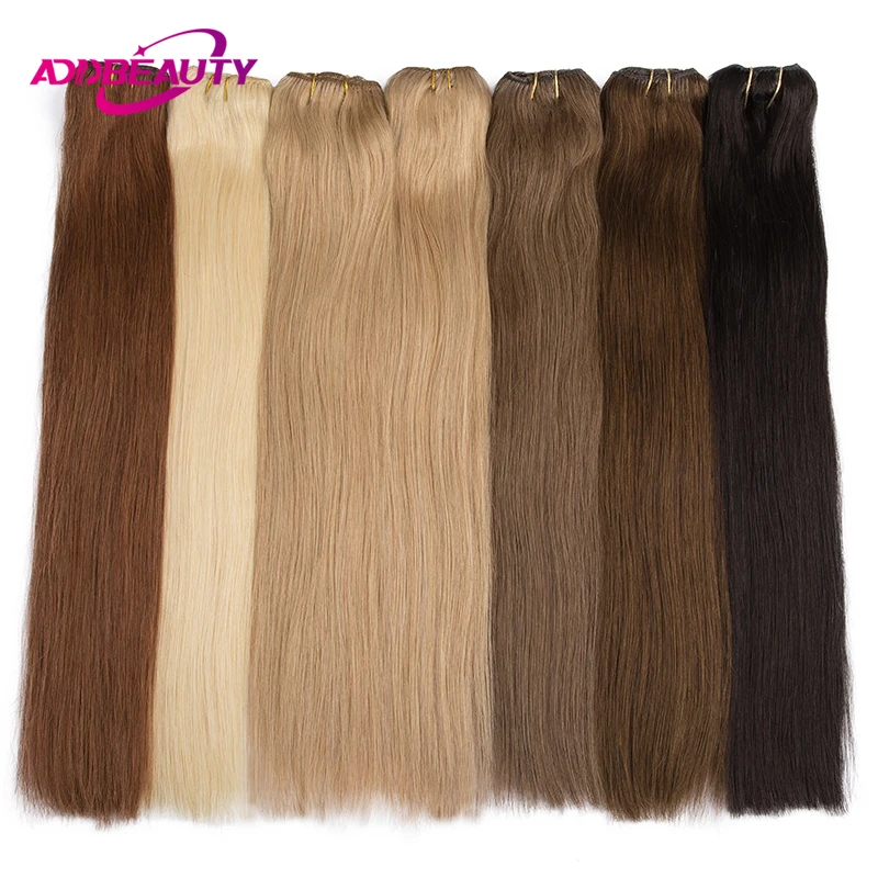 Extensiones de cabello humano con Clip, cabello humano liso, cabeza completa, 613, 7 unidades