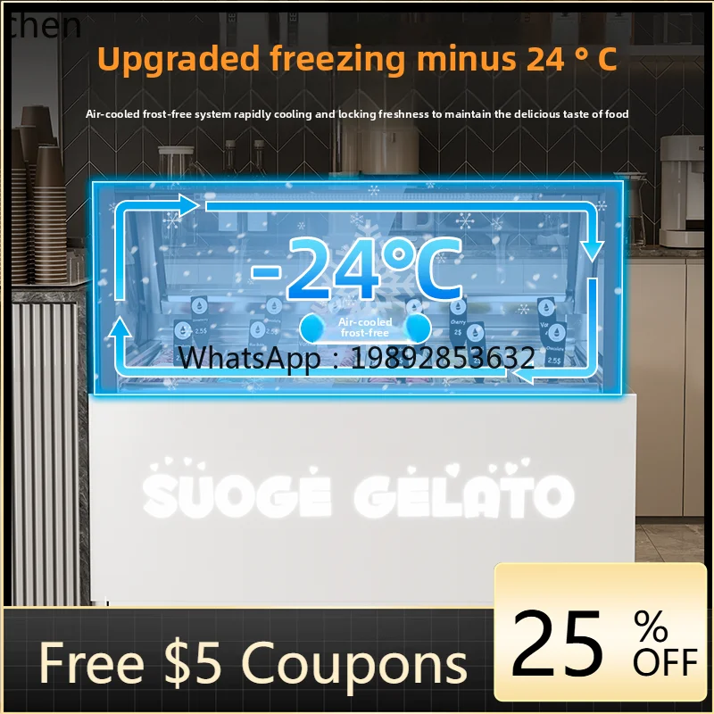 

ice cream display cabinet Commercial air-cooled frozen ball cabinet Handmade ice cream low temperature freezer