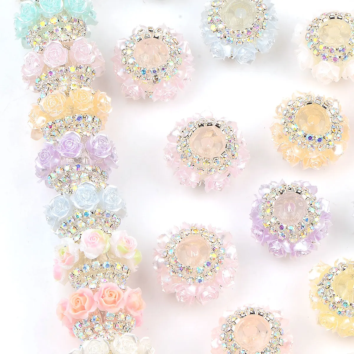 3pcs 2cm Random Color Mix Rose Flower Colorful Acrylic Beads High Quality For DIY Pen Earrings Keychain Pen Accessories