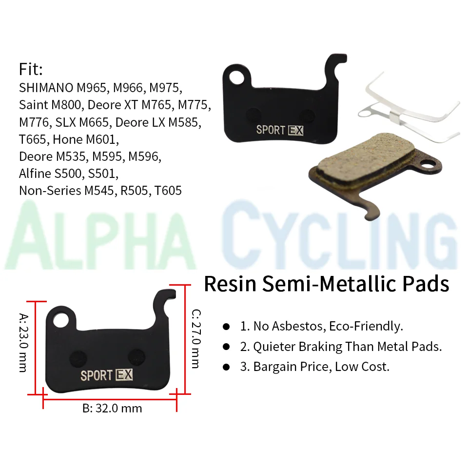 Bicycle Disc Brake Pads for Shimano M975/M966/M965/M765/M775/M776/SLX M665/Deore LX M585/M596/S500/S501/M545/R505/T605, 10 Pairs