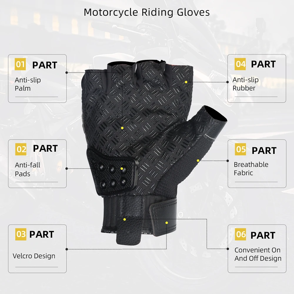 Half Finger Motorcycle Gloves Summer Riding Glove Hard Knuckle Touchscreen Windproof Motorbike Tactical Gloves Dirt Bike ATV UTV