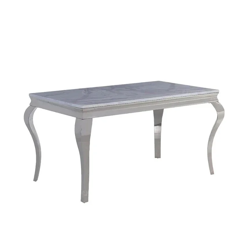 

Marble dining table, modern Internet celebrity restaurant table and chairs rectangular stainless steel 10 people