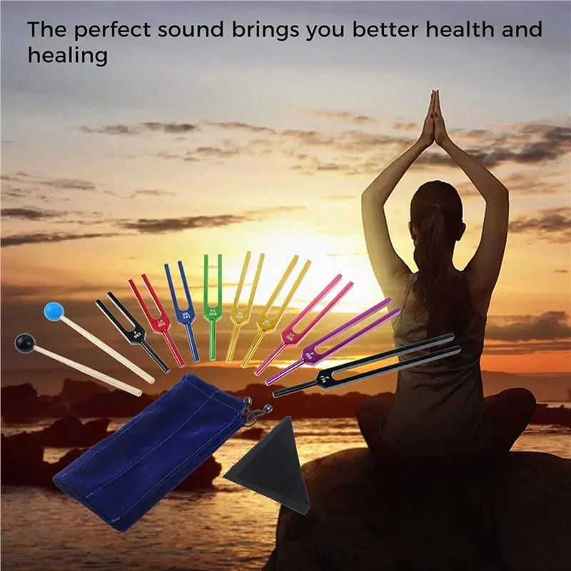 ABLB-Tuning Fork Set, 18 PCS Color Tuning Forks For Healing Chakra,Sound Therapy,Keep Body,Mind And Spirit In Perfect Harmony