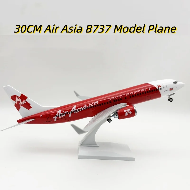 

30CM Air Asia Airlines b737 Replica plane Model Resin Simulation Airplane With Wheel airplane models Gift