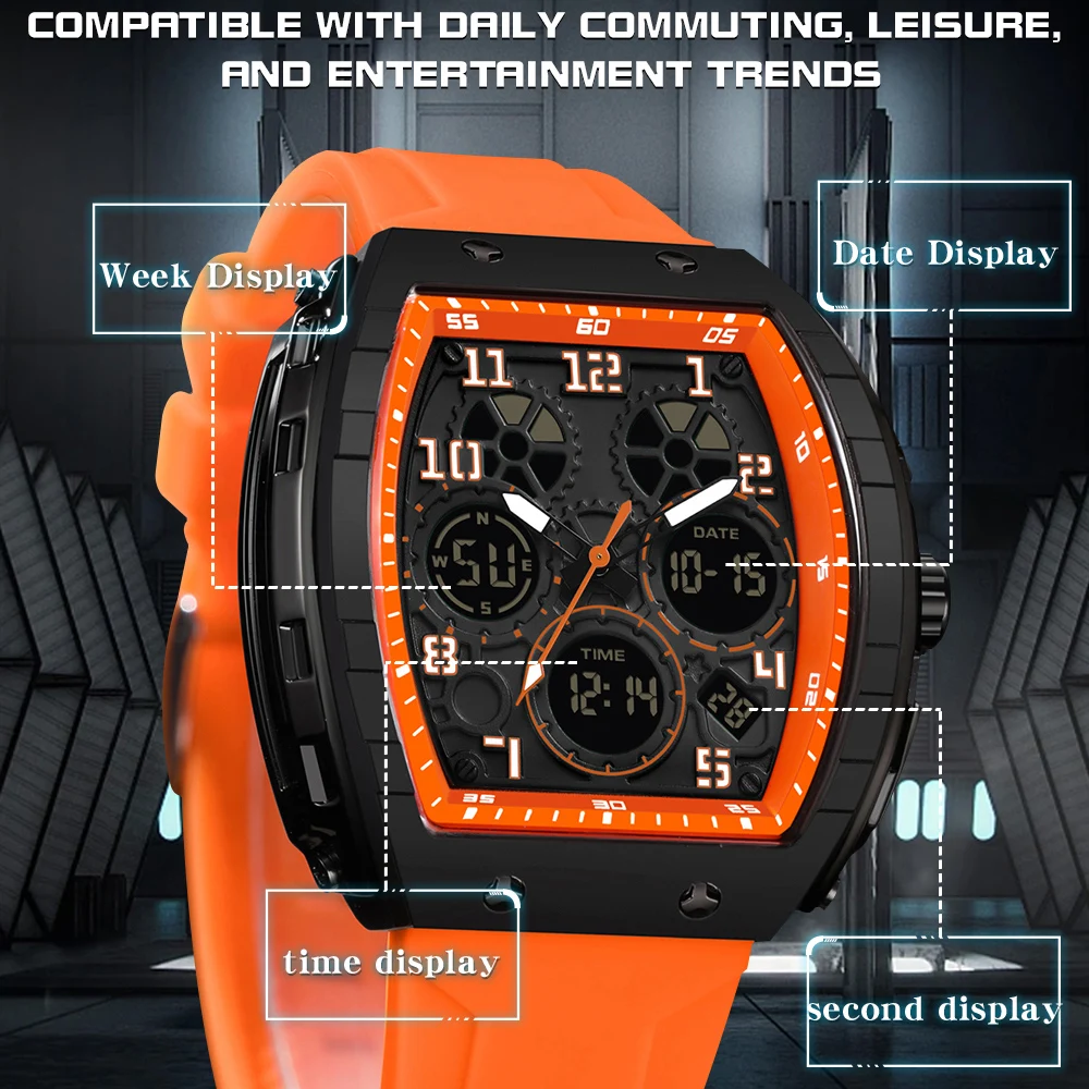 SANDA Men Watches Military Sports Quartz Electronic Watch Waterproof Watch Man Double Display Digital Wristwatch Date Male Clock