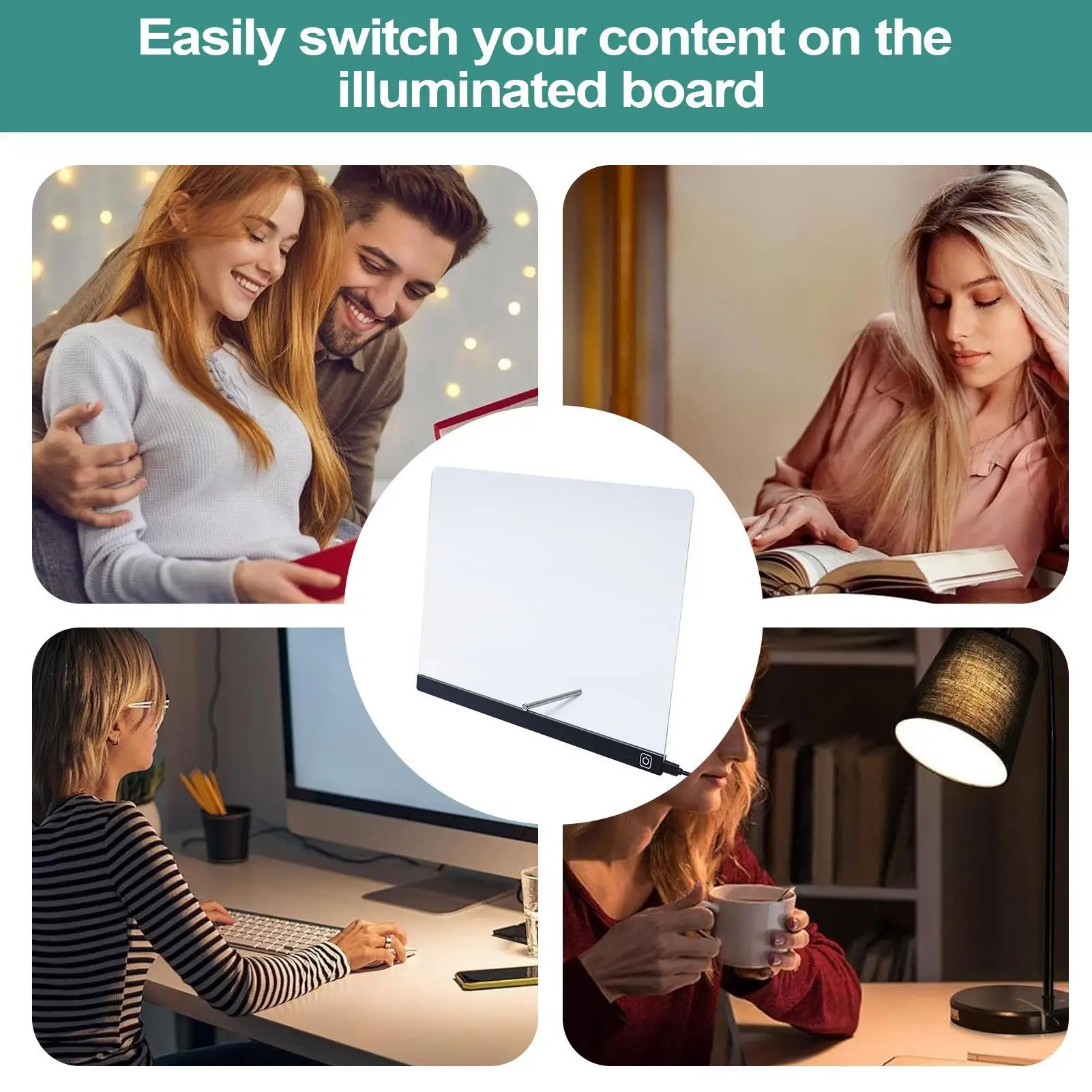 LEDライトボード、ライトアップLEDドライイレースボード、書き換え可能なアクリルメモ帳、グローメモ、ホームクラフト、ゲーム、練習用