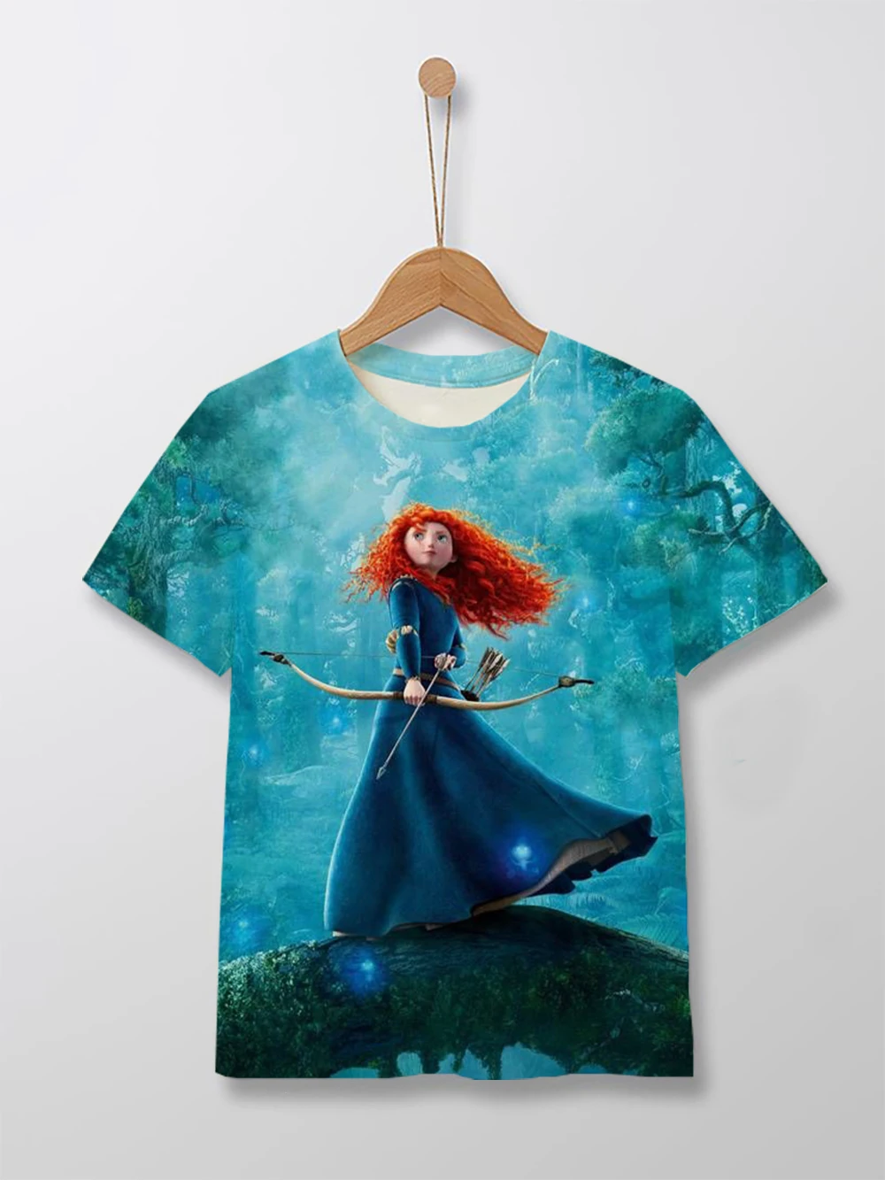 

Cartoon Disney Princess Merida T-shirt girls 2023 new summer tops T-shirt clothes fashion short-sleeved casual T-shirt