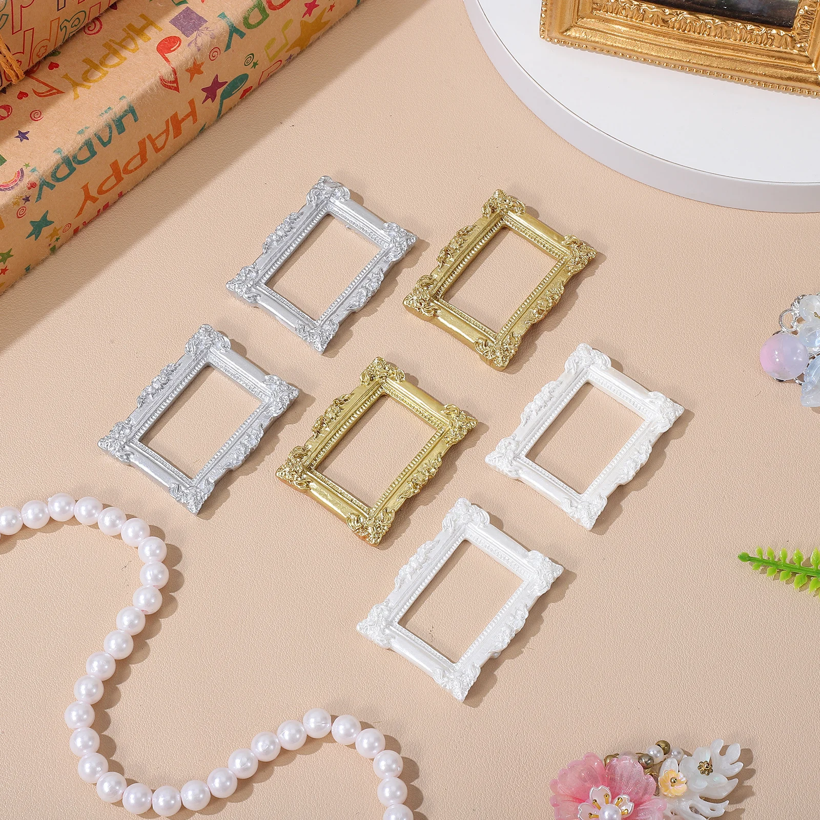 6 Pezzi Mini Cornici Vintage in Resina per Progetti Fai-da-Te, Decorazioni per Cornici Fotografiche, Mini Accessori per Foto