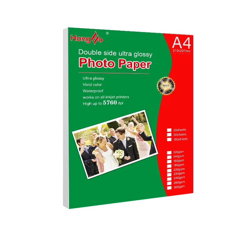 High Quality A4 Photo Paper 200gsm 50 Sheets Per Pack Cast Coated Double Sides Glossy Photo Paper For Inkjet Printer