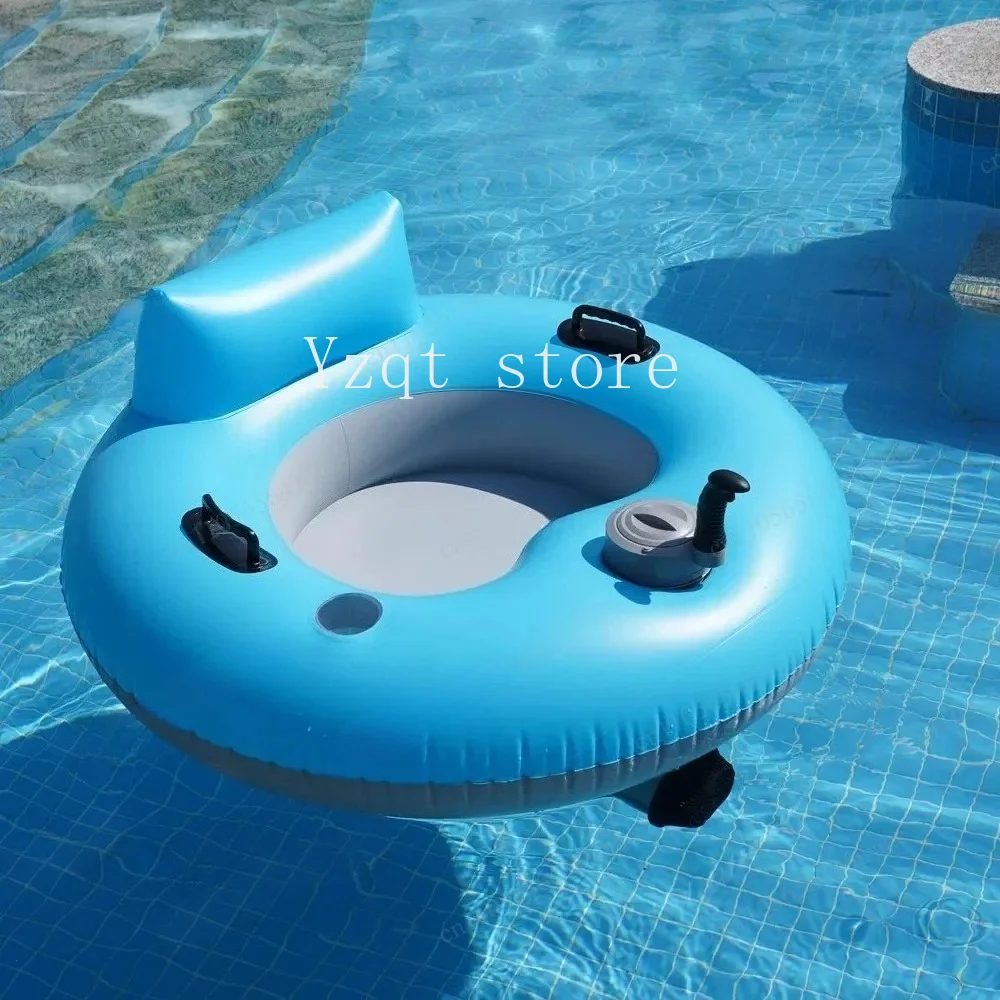 50W Motor Electric Inflatable Swim Ring Recliner Float With Cup Holder Outdoor Swimming Propeller Floating Chair