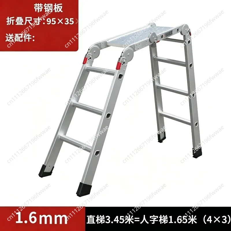 Hot sales Multi-Purpose Folding Ladder, 7-in-1 Tall Extension Step Ladder, A Frame 5 Step Telescoping Ladder, 19ft Reach Height