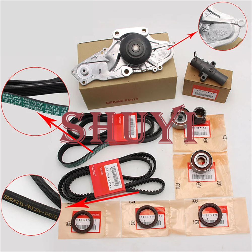 Original Timing Belt & Water Pump ServiceKit OEM 14400-RCA-A01 14510-RCA-A01 14550-RCA-A01 91212-R70-A01 14520RCAA01 19200RDVJ01