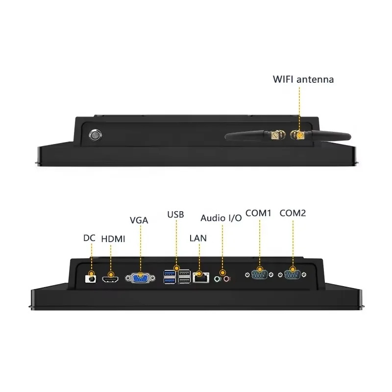

12.1-Inch Waterproof Industrial Capacitive Touch Screen PC Dual WiFi Antenna Dual COM Ports Flush Mount Embedded Computer
