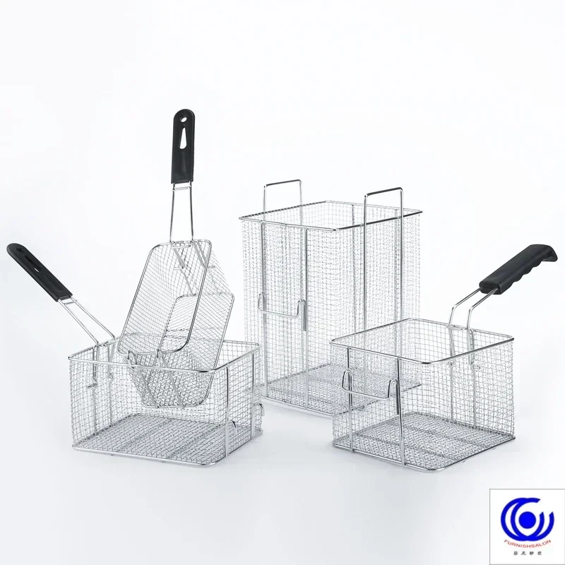 Stainless steel Square oil filter screen Electric frying furnace controlled frying basket Dense frying screen