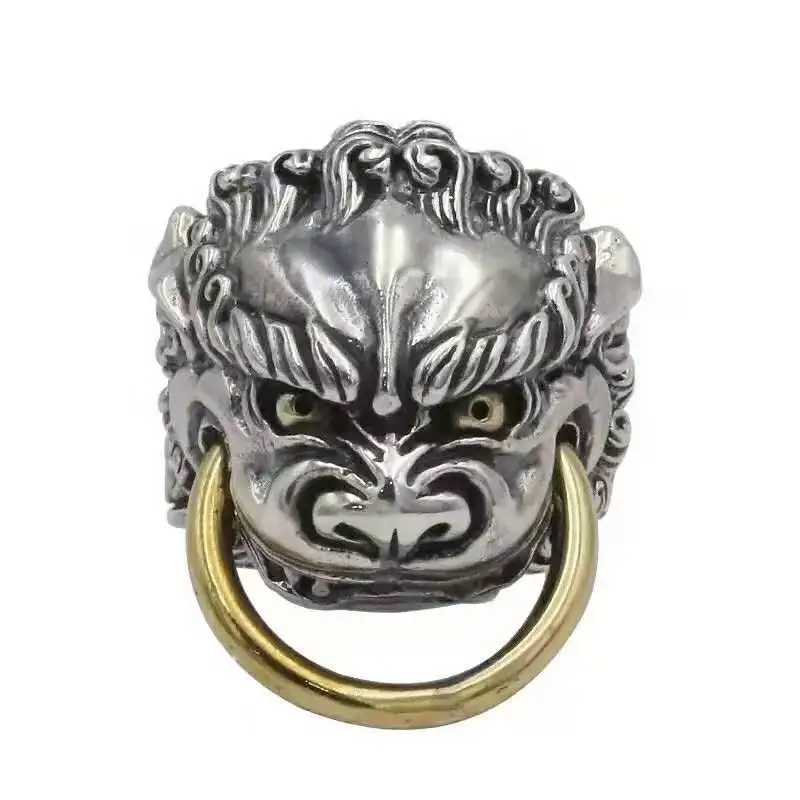 

Chinese style 925 pure silver Pixiu open ring, male trendsetter with domineering personality, retro Thai silver beast head ring