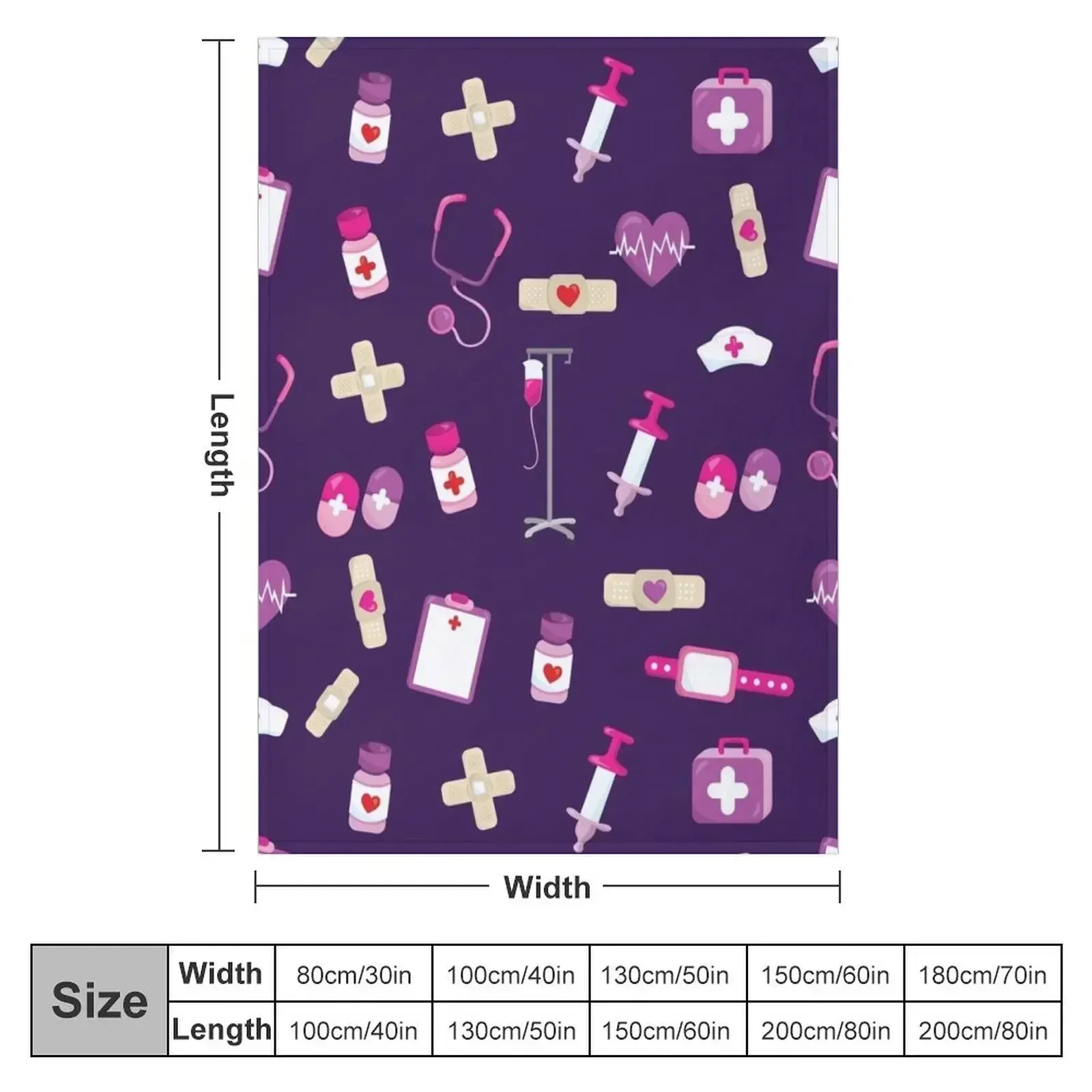 Cute Hospital Medical pattern Gift for nurses Throw Blanket Bed linens Plush Sofa Throw Custom anime Sofas Blankets