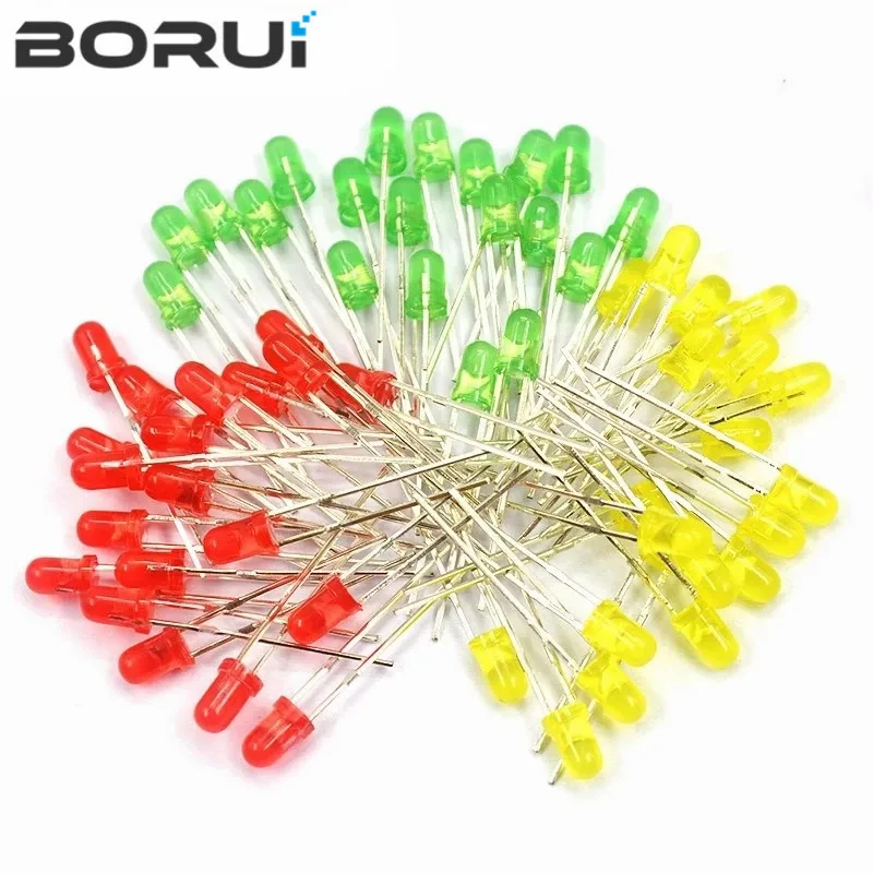 100pcs/lot 3mm 5mm LED Red Green Yellow Blue White F3 F5