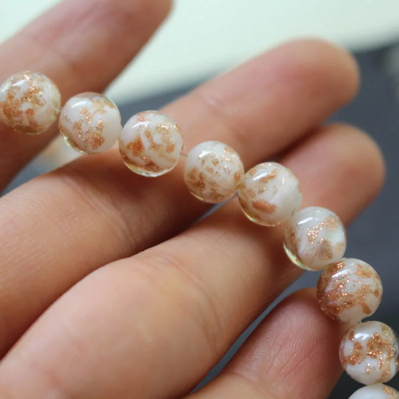 20pcs 8mm Lampwork Glass Beads Round Simply Shinning Sand Multi-color for Bracelet earring necklace Jewelry making Dropshipping