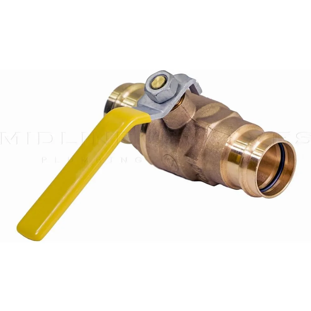 532VLV002 Double-O-Ring Press Ball Valve, with 2 in. Connections, Full Port, Water Shutoff, Brass (Pack of 5)