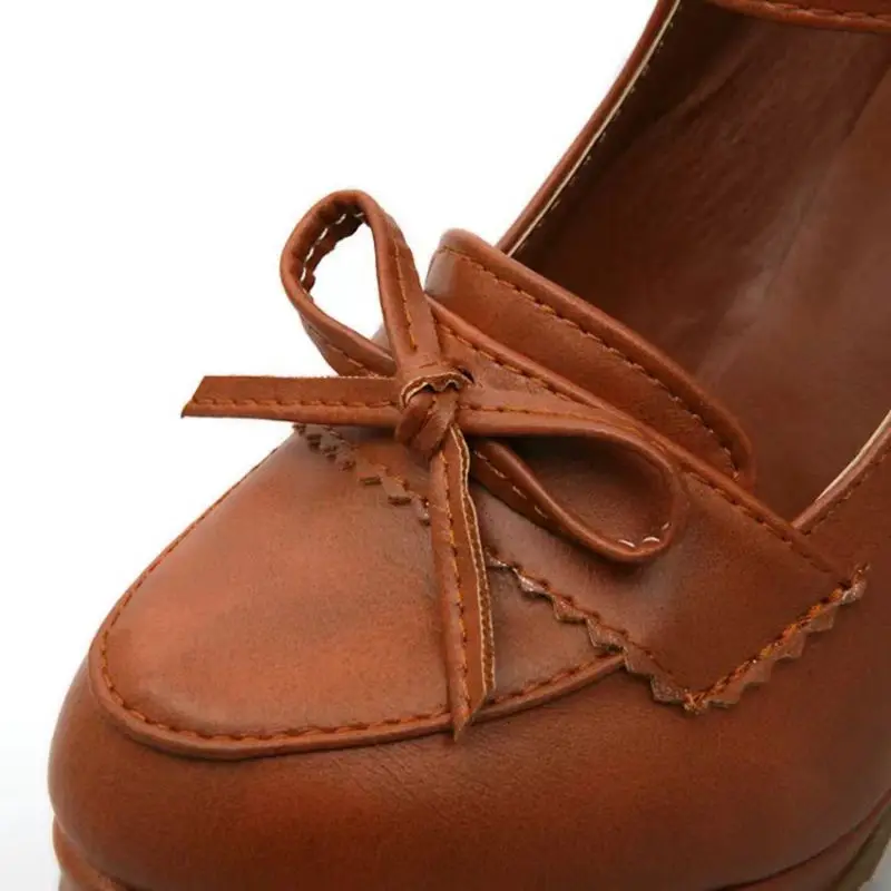 حذاء ماري جينس للسيدات من ORCHA LISA مع فيونكة بمقدمة مستديرة 11 سم وكعب عالي وحزام بإبزيم أسود مقاس كبير 43 نمط لطيف