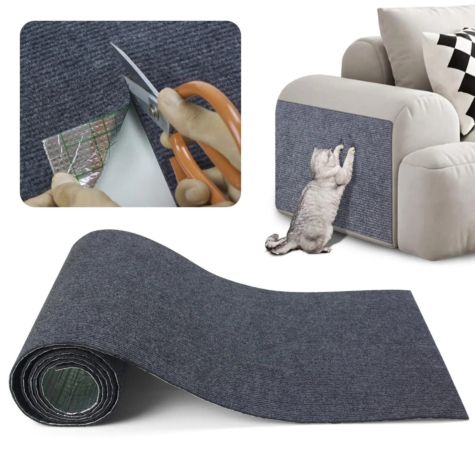 Selbstklebender Anti-Katzen-Kratz-Schutz für Sofas, DIY Kratzschutz für Katzenpfoten, zuschneidbarer Teppich, Katzenkratzbrett ﻿ Rollenversand – Detail 10
