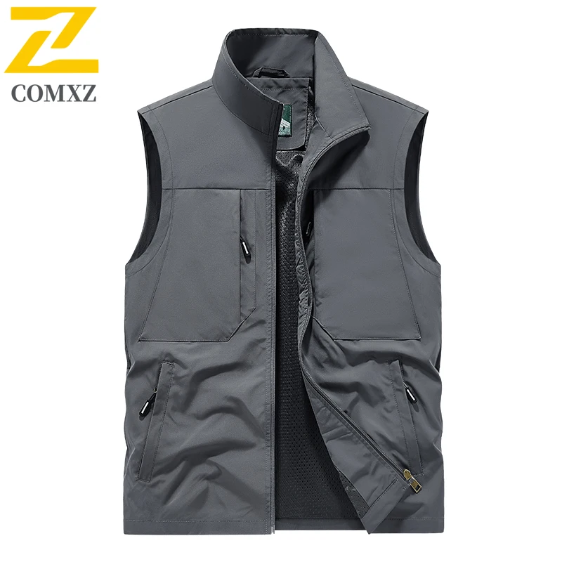 

2025 New Trendy Workwear Vest Summer Lining Mesh Breathable Loose Versatile Casual Coat Outdoor Fishing Sleeveless Jacket M-5XL