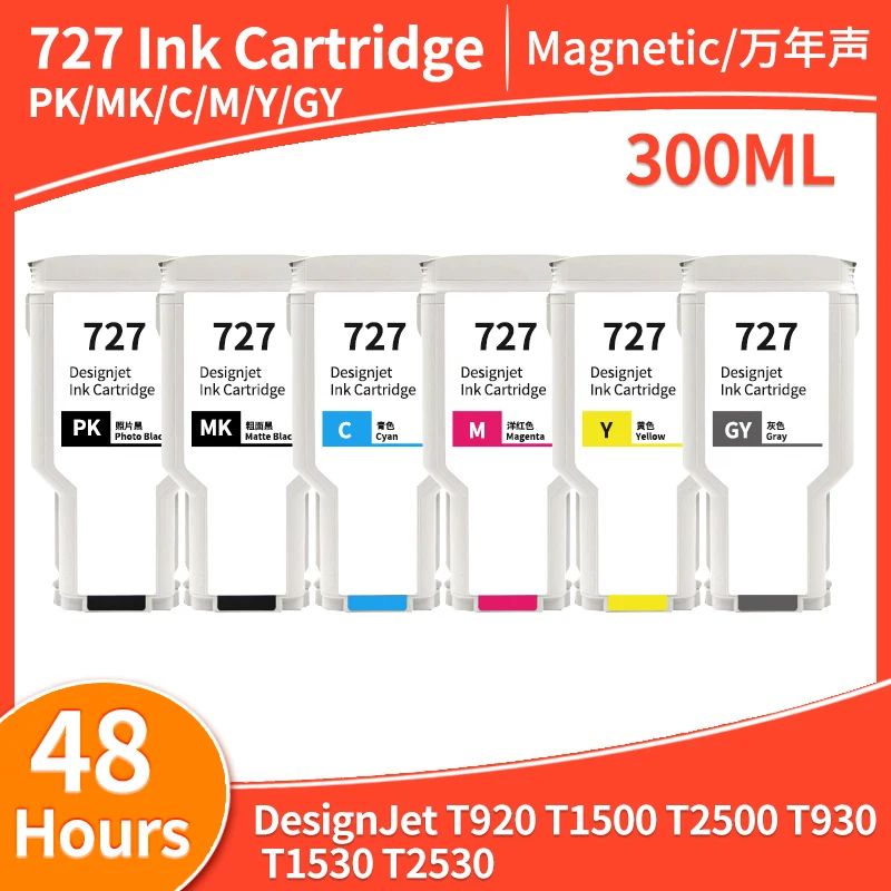 300ML 727 Ink Cartridge Compatible HP DesignJet T920 T1500 T2500 T930 T1530 T2530 Ink Cartridge Plotter Large Format Printe