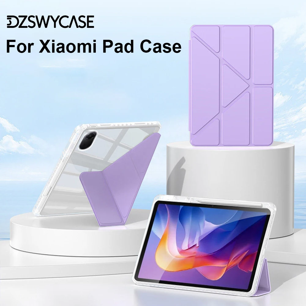 Y-Trifold Case For RedMi Pad 2, SE 11 9.7, Xiaomi Pad 5 6 7 8 11inch 11.2in Ultra Clear Transparent Multi-Fold Stand Cover