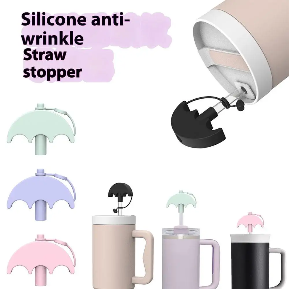 

Silicone Straw Anti -lip Pattern Creative Umbrella Shape Dustproof Used For Stanley Bingba Cup Straw Hat Cute Silicone Plug Z3C7