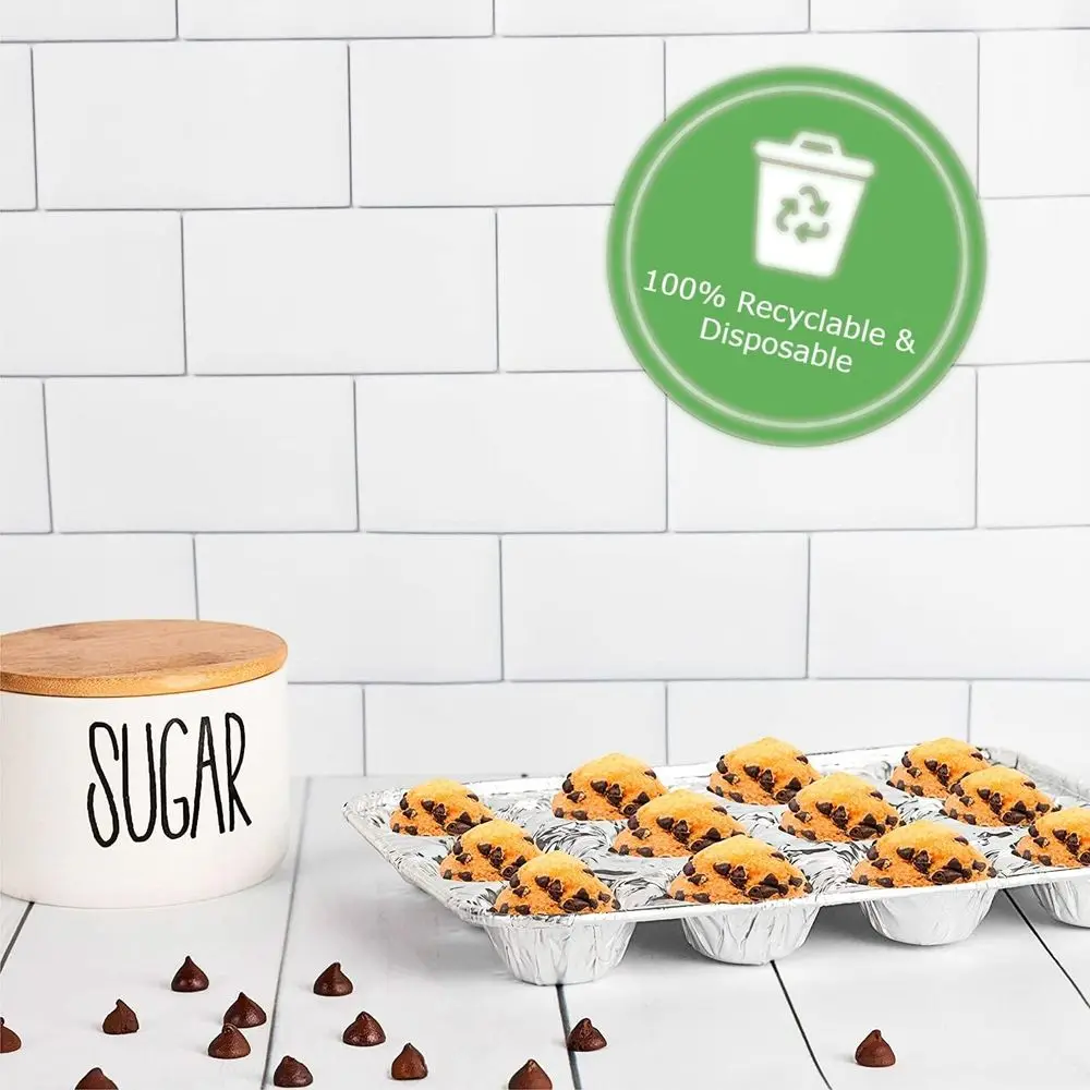 Muffins réutilisables et robustes en aluminium, paquet de 100 pour la cuisson de cupcakes, de mini muffins, de tartes
