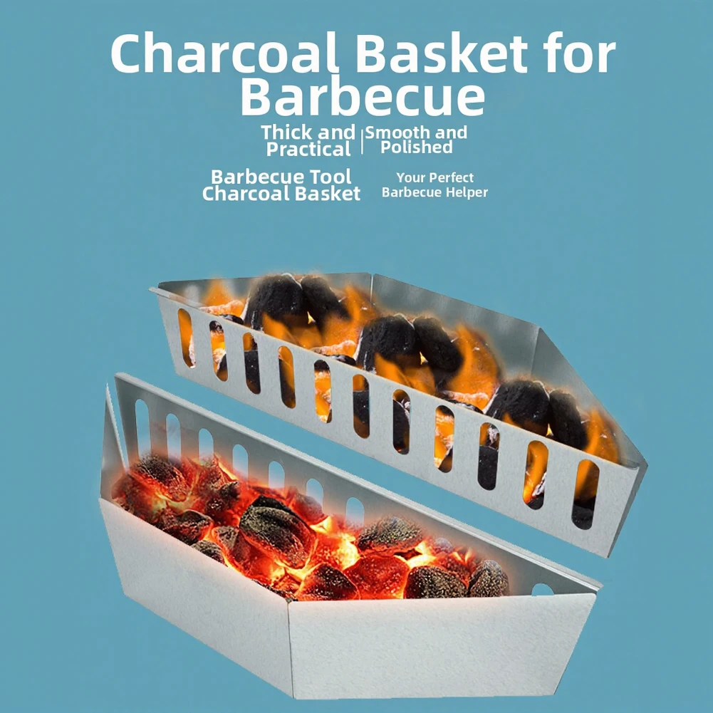 Outdoor Grilling Accessory 15-inch Charcoal Basket Galvanized Steel Build for High Heat Resistance and Smoke Infusion