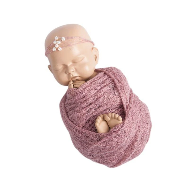 

2pcs Baby Photography Props Blanket Wraps Stretch Knit Wrap Newborn Photo Wraps Cloth Accessories 40X150cm/15.75x59.06in 15UB