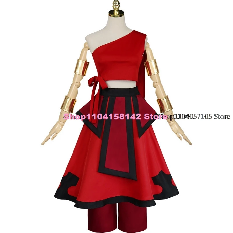 Anime Fire Nation Katara Cosplay Costume Avatar The Last Airbender Cosplay Red Uniform Adult Women Halloween Carnival Clothes