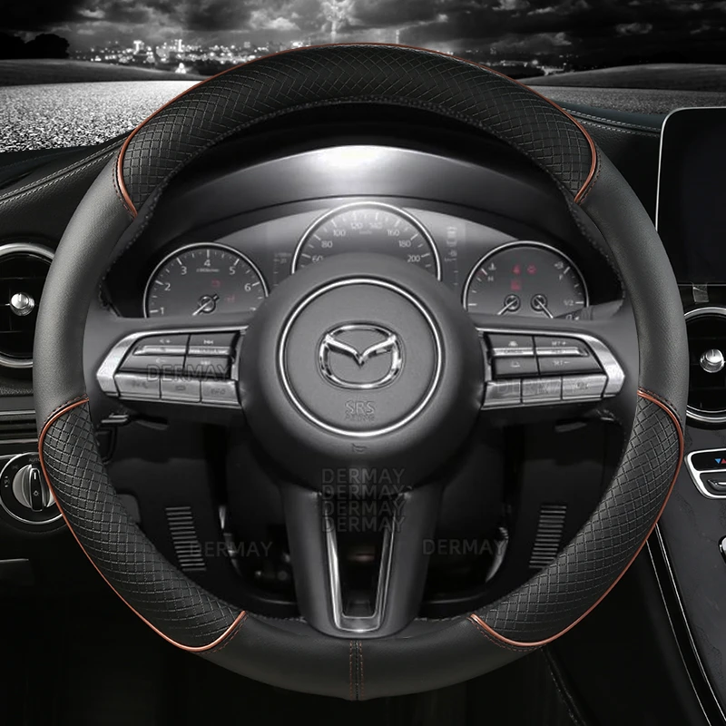 PU Leather DERMAY Car Steering Wheel Cover for Mazda6 ATENZA Mazda3 Axela Mazda5 2 CX3 CX4 CX5 CX7 RX8 Miata Auto Accessories