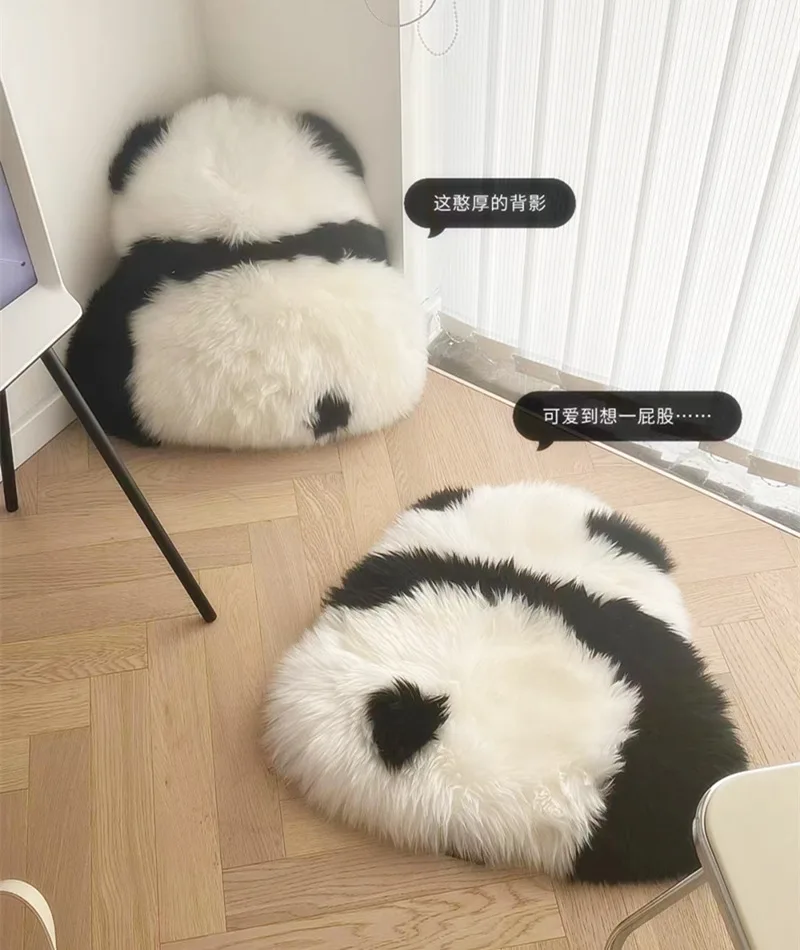 

Panda bay window cushion and fur all-in-one sofa pillow wool cushion ins wind girl home decoration