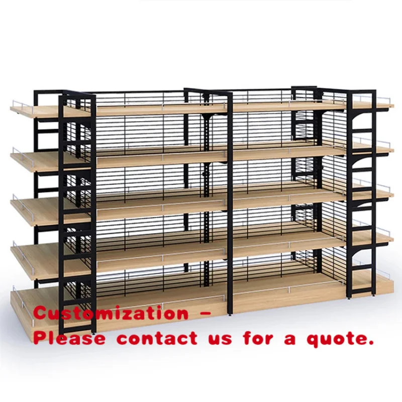 custom.Customized Steel Double Side/Single Side Display Supermarket Convenience Store Design Wood Shop Shelves