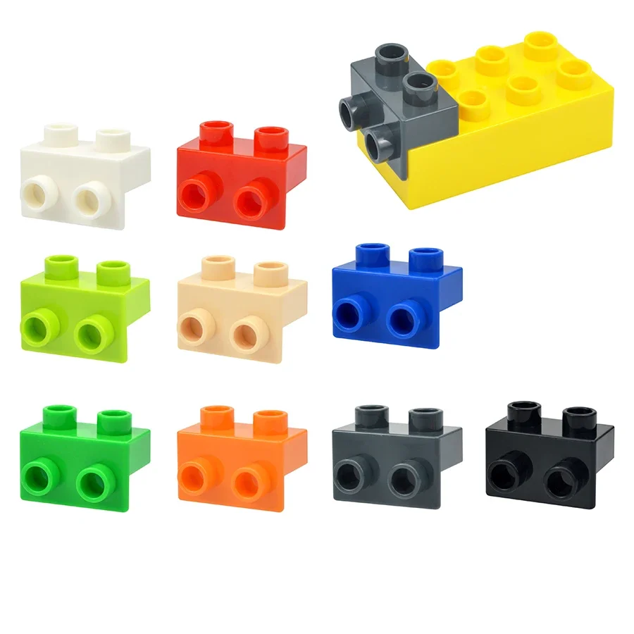 20Pcs Large Particls Bricks Reverse Bracket 1x2-1x2 Corner Connection Assembles Building Blocks Compatible Big Size Duploes Toys