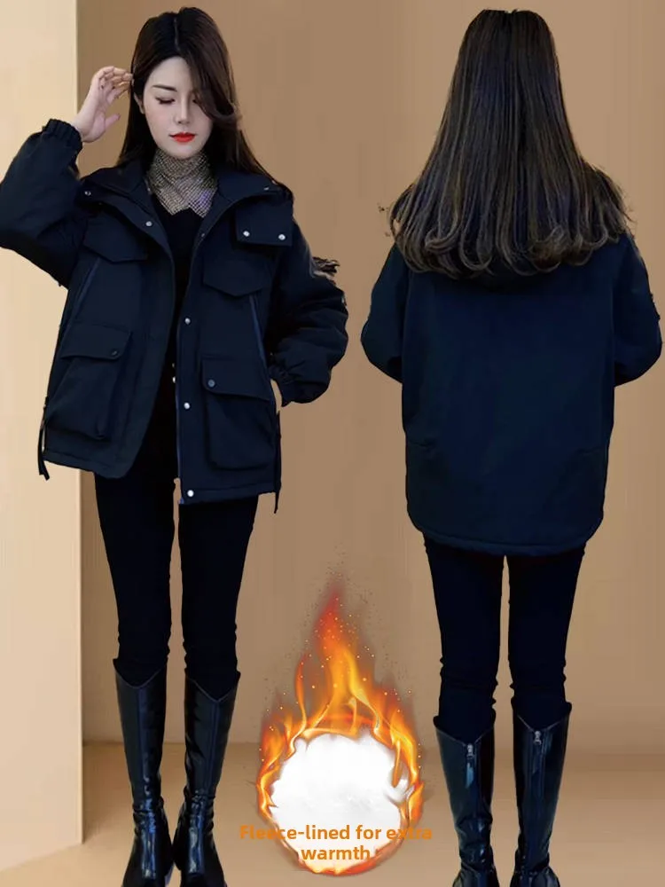 Femmes décontracté Fce doublé Thiened à capuche coton Jaet ort Sle hiver nouveau Sle couverture viande vêtements de travail manteau fermeture à glissière