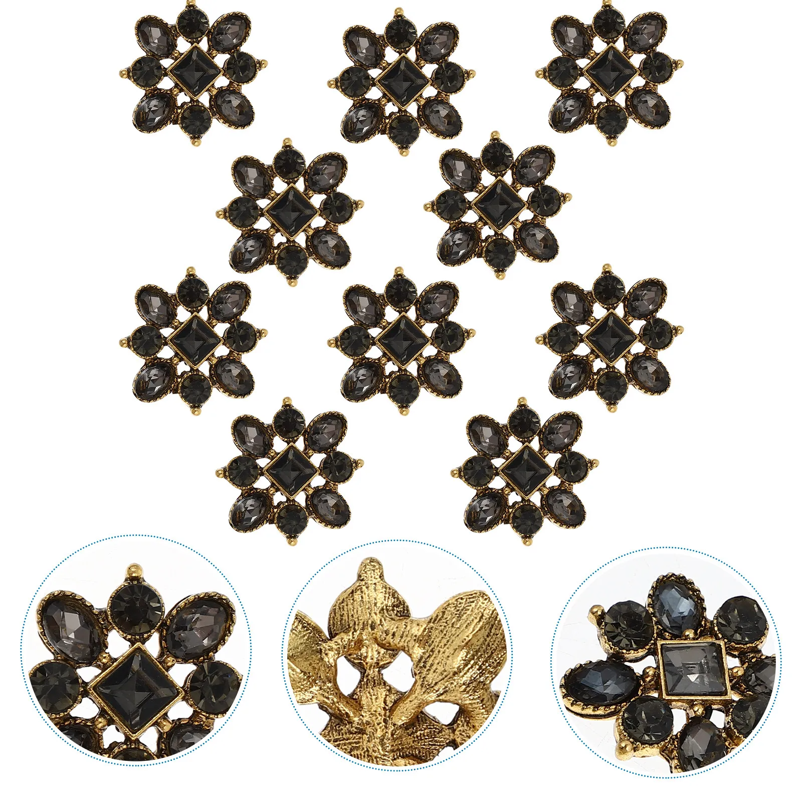 

10 шт. пряжек со стразами для рукоделия, декоративные элементы из сплава для шитья, аксессуары для платьев, броши, украшения для волос, корсажи, декор для поясов