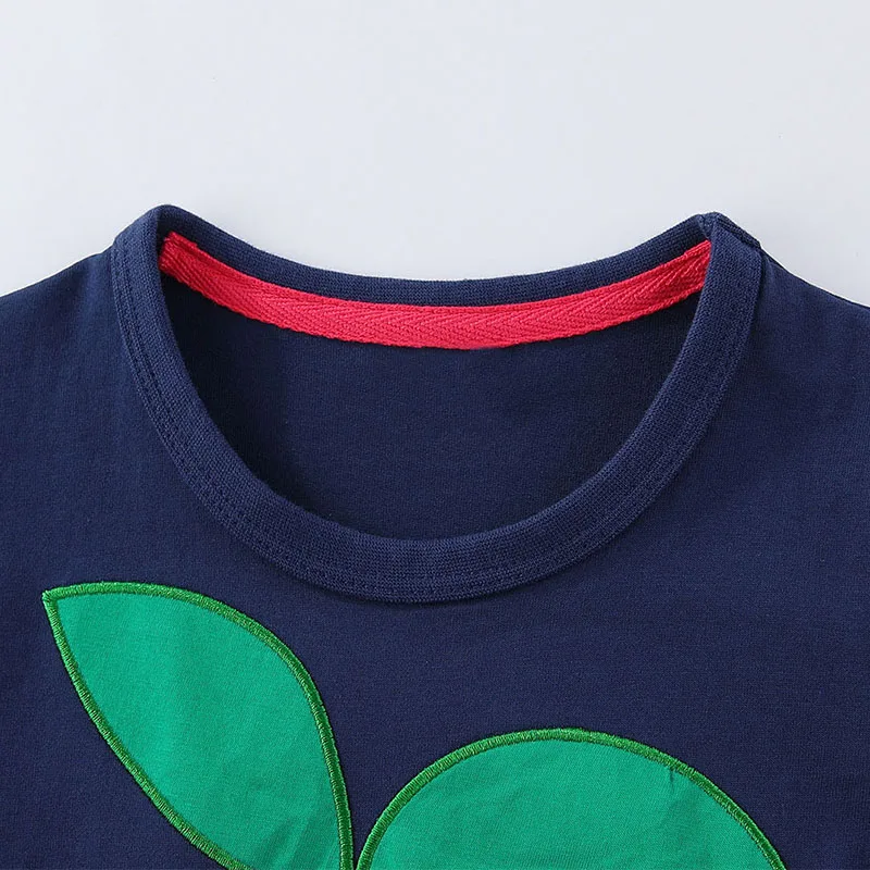TUONXYE Little Girls Cotton Dress Cherry Embroidery Short Sleeve O Neck Pleated Ruffle Toddler Kids Casual Summer Party Dresses