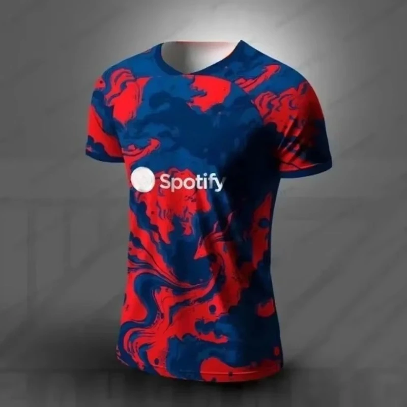 Camiseta de fútbol de edición especial de verano de Barcelona para hombre y mujer, cómoda, transpirable, de secado rápido, para entrenamiento de motociclismo