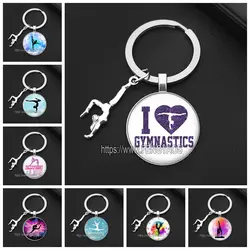 I Love Gymnastics Keychains for Women Gymnasts Key Holder for Keys Sport Keychains Gift for Fitness Enthusiasts