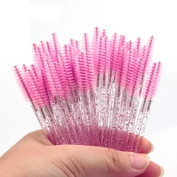 500 pcs Disposable Crystal Eyelash Brush Diamond Boxed Eye Lash Eyebrow Brushes Mascara Wands Applicator Extension Makeup Tools