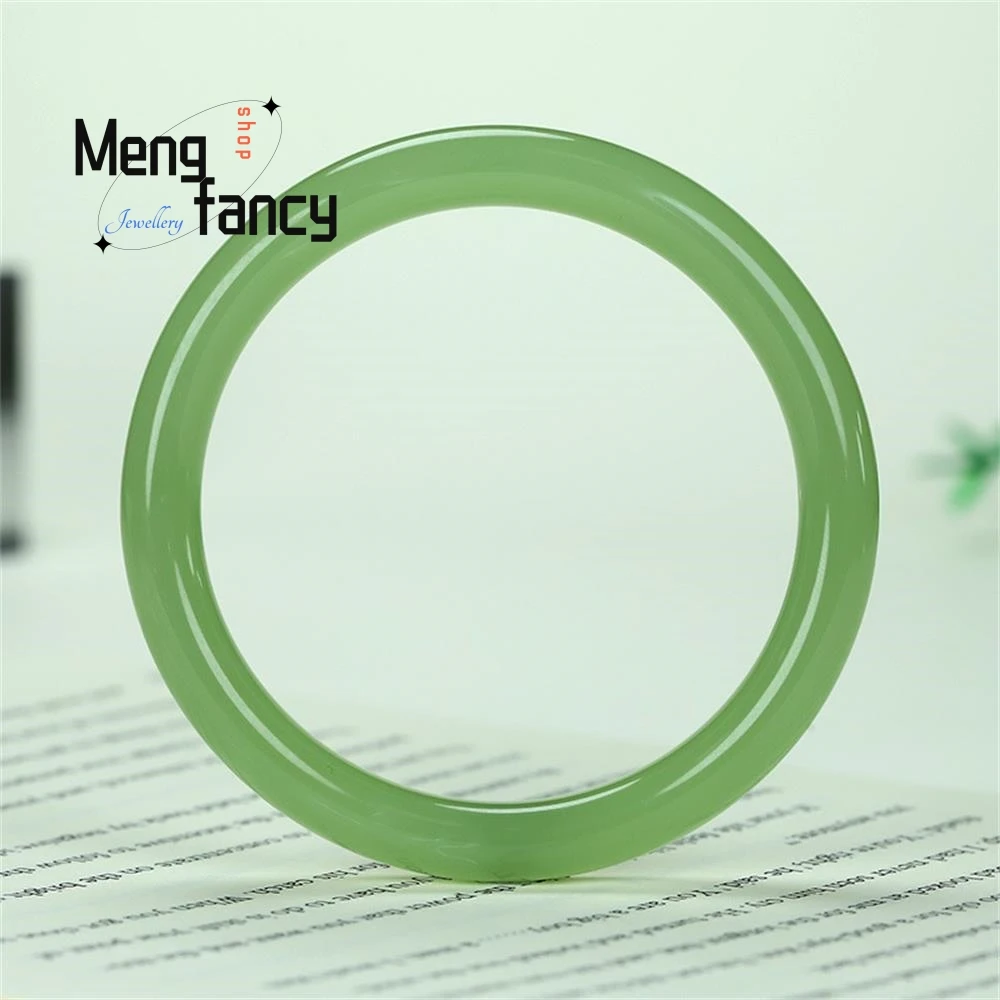 

Natural Hetian Jade Ice-clear and Water-green Round Bracelet Sexy Young Girls High-grade Exquisite Fashion Jewelry Holiday Gifts